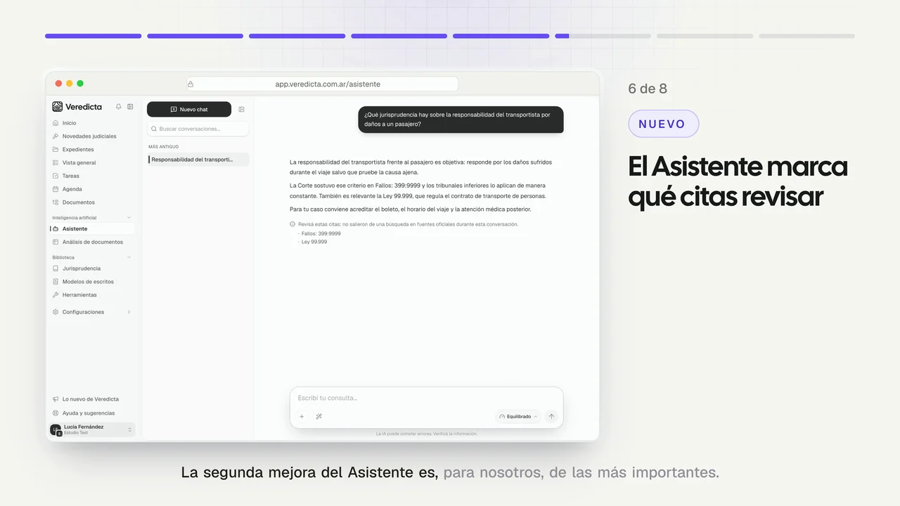 El Asistente marca qué citas revisar, en Veredicta