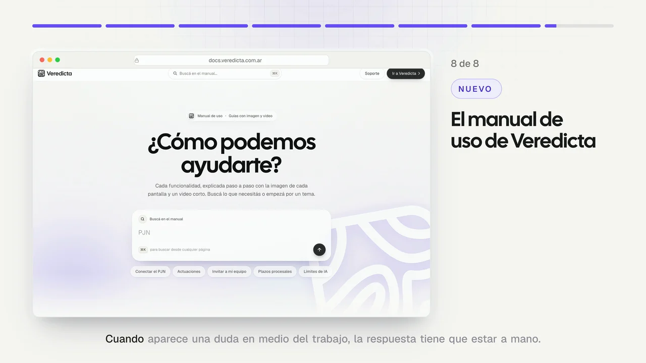 El manual de uso de Veredicta, en Veredicta